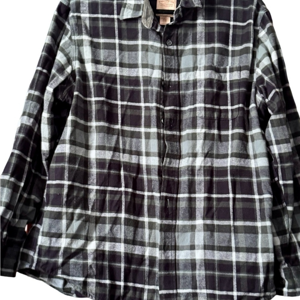 Telluride Green Black and Gray Plaid Flannel Shirt XXL Classic Fit